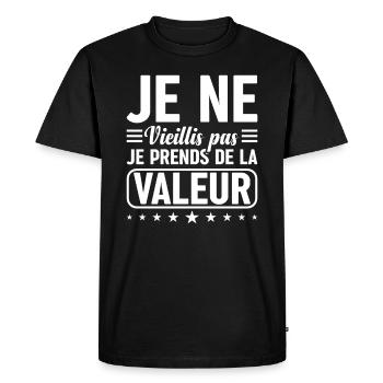 Je Ne Vieillis Pas Je Prends De La Valeur - T-shirt Premium bio Homme - noir - Devant - Nico (187cm)