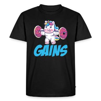 Unicorn Earnings - Men's Premium Organic T-Shirt - black - Front - Nico (187cm)