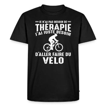 Ma Thérapie C'est Mon Vélo - T-shirt Premium bio Homme - noir - Devant - Nico (187cm)