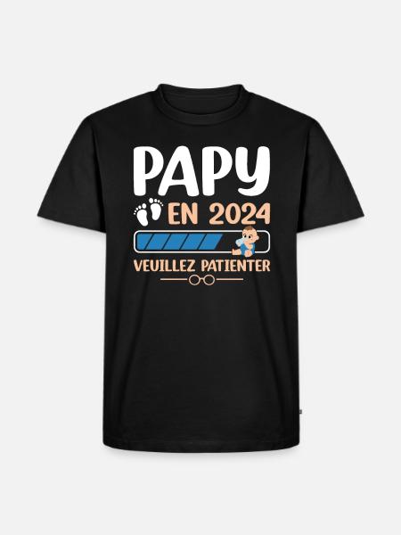 Papy En 2024 Veuillez Patienter - T-shirt Premium bio Homme - noir