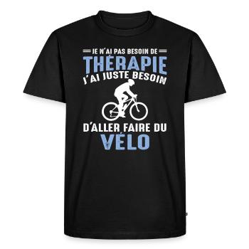 Ma Thérapie C'est Mon Vélo - T-shirt Premium bio Homme - noir - Devant - Nico (187cm)