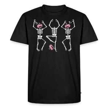 Funny Dancing Skeletons Halloween Pink Ballerina - Men's Premium Organic T-Shirt - black - Front - Nico (187cm)