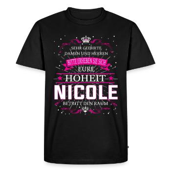 Eure Hoheit Nicole betritt den Raum - Männer Premium Bio T-Shirt - Schwarz - Vorne - Nico (187cm)