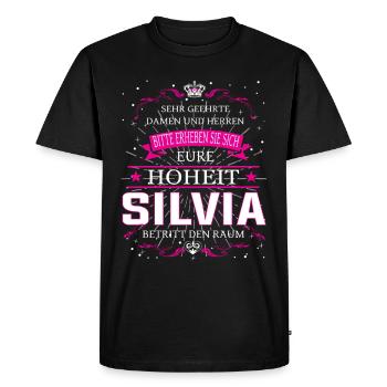 Eure Hoheit Silvia betritt den Raum - Männer Premium Bio T-Shirt - Schwarz - Vorne - Nico (187cm)