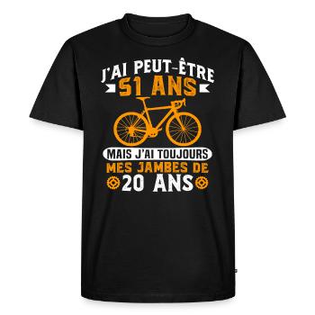 Anniversaire 51 ans pour un cycliste cadeau vélo - T-shirt Premium bio Homme - noir - Devant - Nico (187cm)