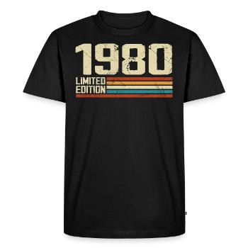 Vintage 1980 Anniversaire Rétro - Né en 1980 - T-shirt Premium bio Homme - noir - Devant - Nico (187cm)