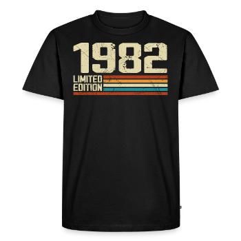 Vintage 1982 Anniversaire Rétro - Né en 1982 - T-shirt Premium bio Homme - noir - Devant - Nico (187cm)