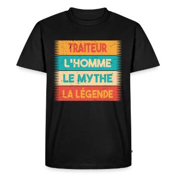 Traiteur, L'homme, Le mythe, cadeau traiteur. - T-shirt Premium bio Homme - noir - Devant - Nico (187cm)