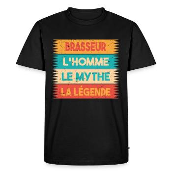 Brasseur, L'homme, Le mythe, cadeau brasseur. - T-shirt Premium bio Homme - noir - Devant - Nico (187cm)