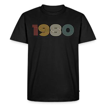 1980 Style rétro Années 1980 Anniversaire Années 1980 Millésime - T-shirt Premium bio Homme - noir - Devant - Nico (187cm)