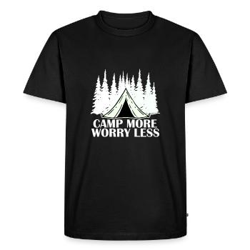 Camping Forest Camp More Worry Less - Men's Premium Organic T-Shirt - black - Front - Nico (187cm)