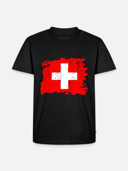 Suisse Suisse suisse drapeau croix - T-shirt Premium bio Homme - noir