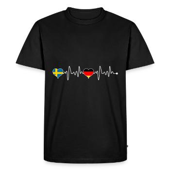 Drapeau de battement de coeur Suède Suède Allemagne - T-shirt Premium bio Homme - noir - Devant - Nico (187cm)