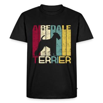 Airedale Terrier Chien Chien Rétro Vintage - T-shirt Premium bio Homme - noir - Devant - Nico (187cm)