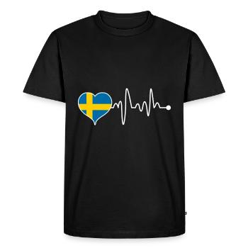 Sweden country Swedish flag heart heartbeat - Men's Premium Organic T-Shirt - black - Front - Nico (187cm)