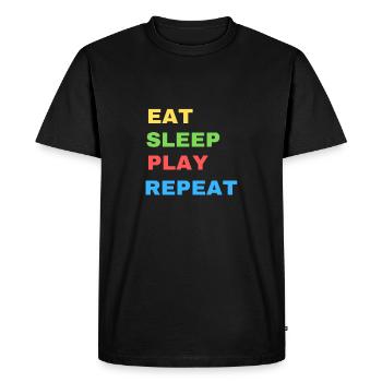 eat sleep play repeat - Men's Premium Organic T-Shirt - black - Front - Nico (187cm)
