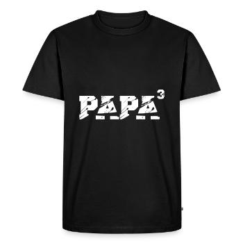 Papa 3 0 troisième enfant Grossesse Bébé Naissance - T-shirt Premium bio Homme - noir - Devant - Nico (187cm)