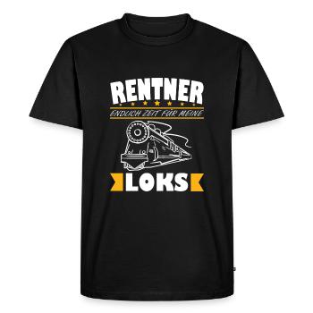 Locomotive de chemin de fer retraité disant à grand-père de pension - T-shirt Premium bio Homme - noir - Devant - Nico (187cm)