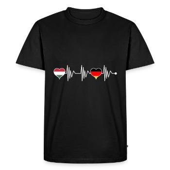 Hungary Hungarian Germany heartbeat flag - Men's Premium Organic T-Shirt - black - Front - Nico (187cm)