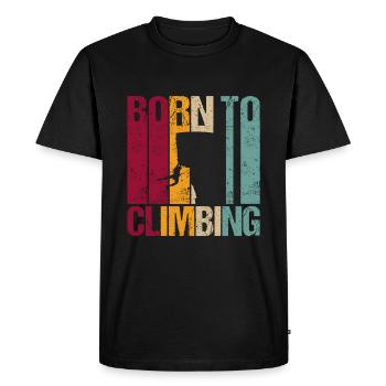 Né pour grimper le sport d'escalade en disant rétro - T-shirt Premium bio Homme - noir - Devant - Nico (187cm)