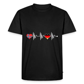 Norway and Germany flag heartbeat - Men's Premium Organic T-Shirt - black - Front - Nico (187cm)