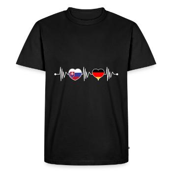 Slovakia Germany flag coat of arms heartbeat - Men's Premium Organic T-Shirt - black - Front - Nico (187cm)