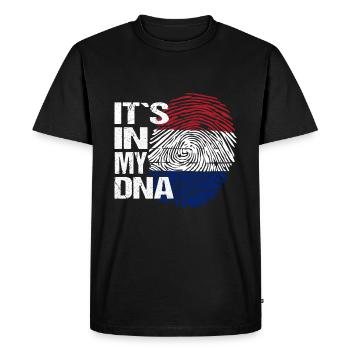 Pays-Bas Hollande drapeau ADN disant drôle - T-shirt Premium bio Homme - noir - Devant - Nico (187cm)