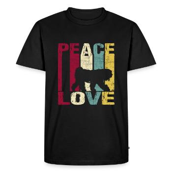 Tibetan Terrier Temple Dog Peace Love Retro disant - T-shirt Premium bio Homme - noir - Devant - Nico (187cm)