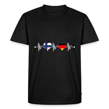 Finland Germany flag heart coat of arms heartbeat - Men's Premium Organic T-Shirt - black - Front - Nico (187cm)