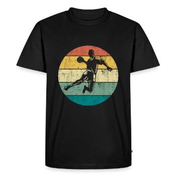 Handball cercle coureur saut tir rétro vintage - T-shirt Premium bio Homme - noir - Devant - Nico (187cm)