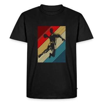 Handball circle runner jump shot stripes retro - Men's Premium Organic T-Shirt - black - Front - Nico (187cm)