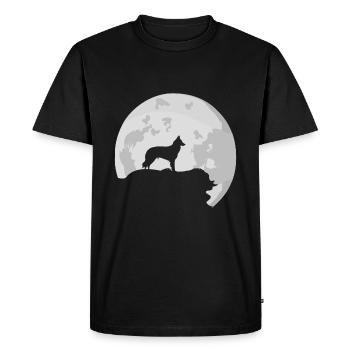Silhouette de pleine lune de chien de berger Groenendael - T-shirt Premium bio Homme - noir - Devant - Nico (187cm)