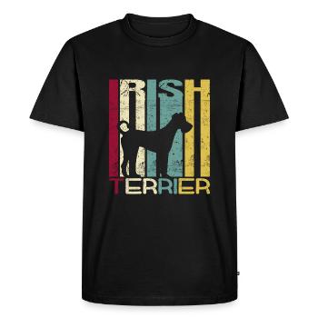 Irish Terrier chien Retro Style Silhouette Rayures - T-shirt Premium bio Homme - noir - Devant - Nico (187cm)