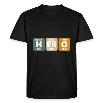 Hero Nerd Hero éléments chimiques rétro drôle - T-shirt Premium bio Homme - noir - Devant - Nico (187cm)