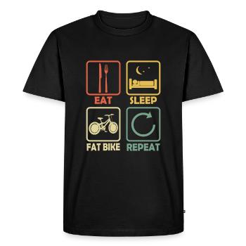 Vélo Fatbike Mangez Dormez Dormir Style Rétro - T-shirt Premium bio Homme - noir - Devant - Nico (187cm)
