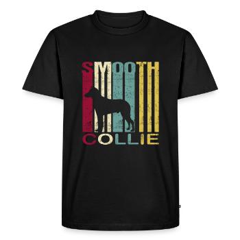 Shortcollie Cheveux courts Collie Retro Silhouette - T-shirt Premium bio Homme - noir - Devant - Nico (187cm)