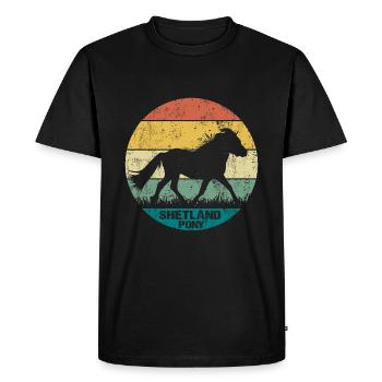 Shetland Pony cheval rétro Vintage Silhouette - T-shirt Premium bio Homme - noir - Devant - Nico (187cm)