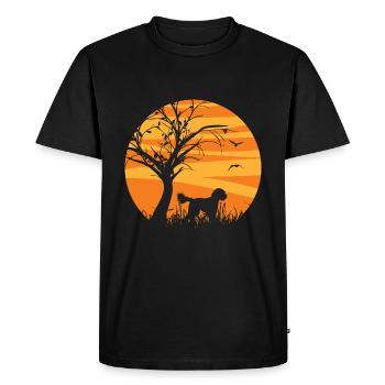 Silhouette d'halloween au lever du soleil Goldendoodle - T-shirt Premium bio Homme - noir - Devant - Nico (187cm)