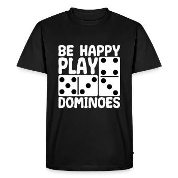 Dominoes Game Be Happy Play - Men's Premium Organic T-Shirt - black - Front - Nico (187cm)