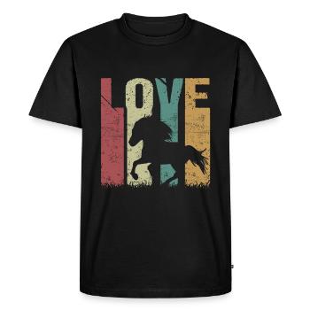 Icelandic Horse Retro Vintage Love - Men's Premium Organic T-Shirt - black - Front - Nico (187cm)