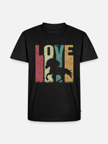 Icelandic Horse Retro Vintage Love - Men's Premium Organic T-Shirt - black