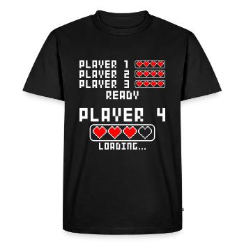 Grossesse annoncer baby Player 4 Loading - T-shirt Premium bio Homme - noir - Devant - Nico (187cm)