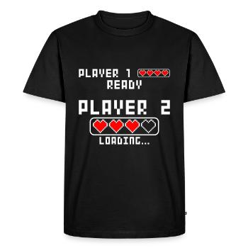 Grossesse annoncer baby Player 2 Loading - T-shirt Premium bio Homme - noir - Devant - Nico (187cm)