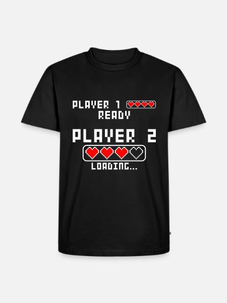 Schwangerschaft verkünden Baby Player 2 Loading - Männer Premium Bio T-Shirt - Schwarz