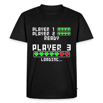 Grossesse annoncer baby Player 3 Loading - T-shirt Premium bio Homme - noir - Devant - Nico (187cm)