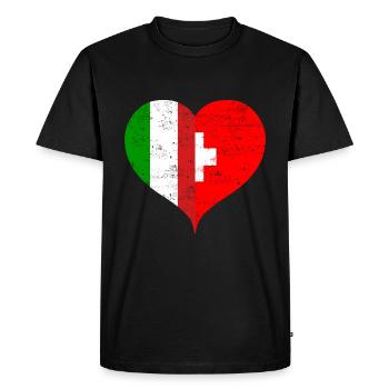 Suisse Italie Drapeau Coeur Vintage - T-shirt Premium bio Homme - noir - Devant - Nico (187cm)
