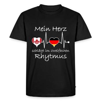 Deutschland Kanada Flagge Herzschlag - Männer Premium Bio T-Shirt - Schwarz - Vorne - Nico (187cm)