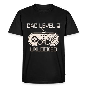 Dad Level 2 Unlocked Papa von Zwei Kinder - Männer Premium Bio T-Shirt - Schwarz - Vorne - Nico (187cm)