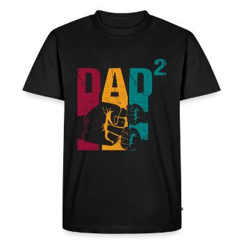 Papa Père de 2 enfants Jumeaux Fils Fille - T-shirt Premium bio Homme - noir - Devant - Nico (187cm)