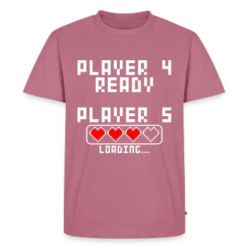 Annonce de grossesse bébé 5 enfant cinq cinquième - T-shirt Premium bio Homme - mauve - Devant - Nico (187cm)